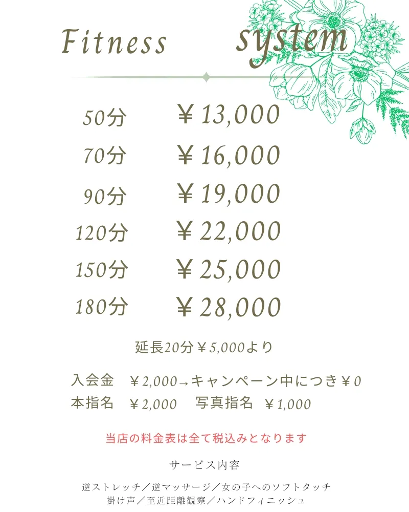 フィットネスコースの料金
